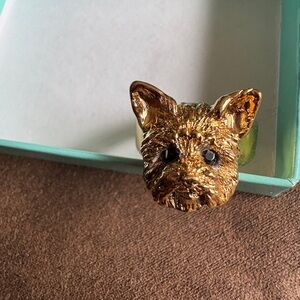 YORKSHIRE TERRIER RING YORKIE RING Serling vermeil black diamond eyes